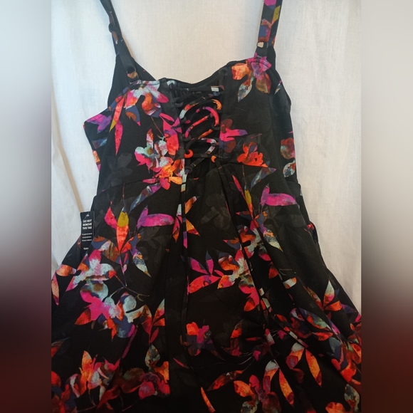 Mini Scuba Lace-Up Fit And Flare Dress - Picture 2 of 7